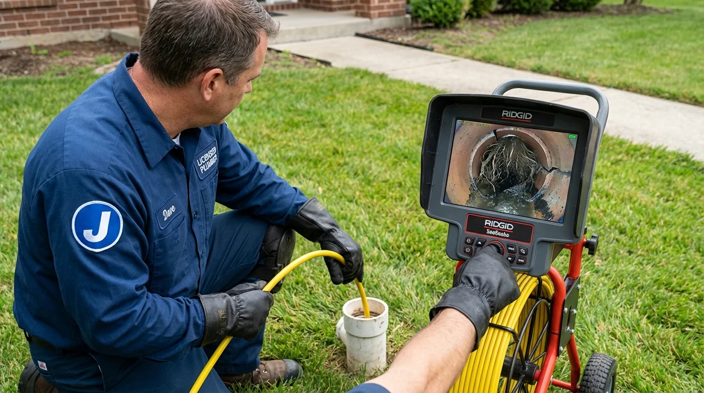 Sewer camera inspection being performed by Johns Plumbing LLC in Centre Hall